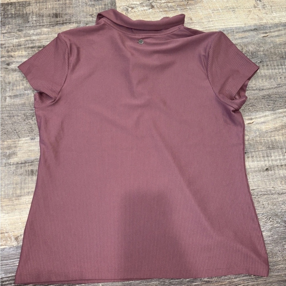 CALIA Golf XXL Women's Ribbed Johnny Collar Polo Plum Raisin NWT - Picture 2 of 9